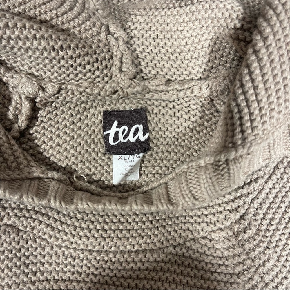 Tea Cozy Tan Knit bunny ear Sweater kids XL 12/14 - Picture 7 of 7